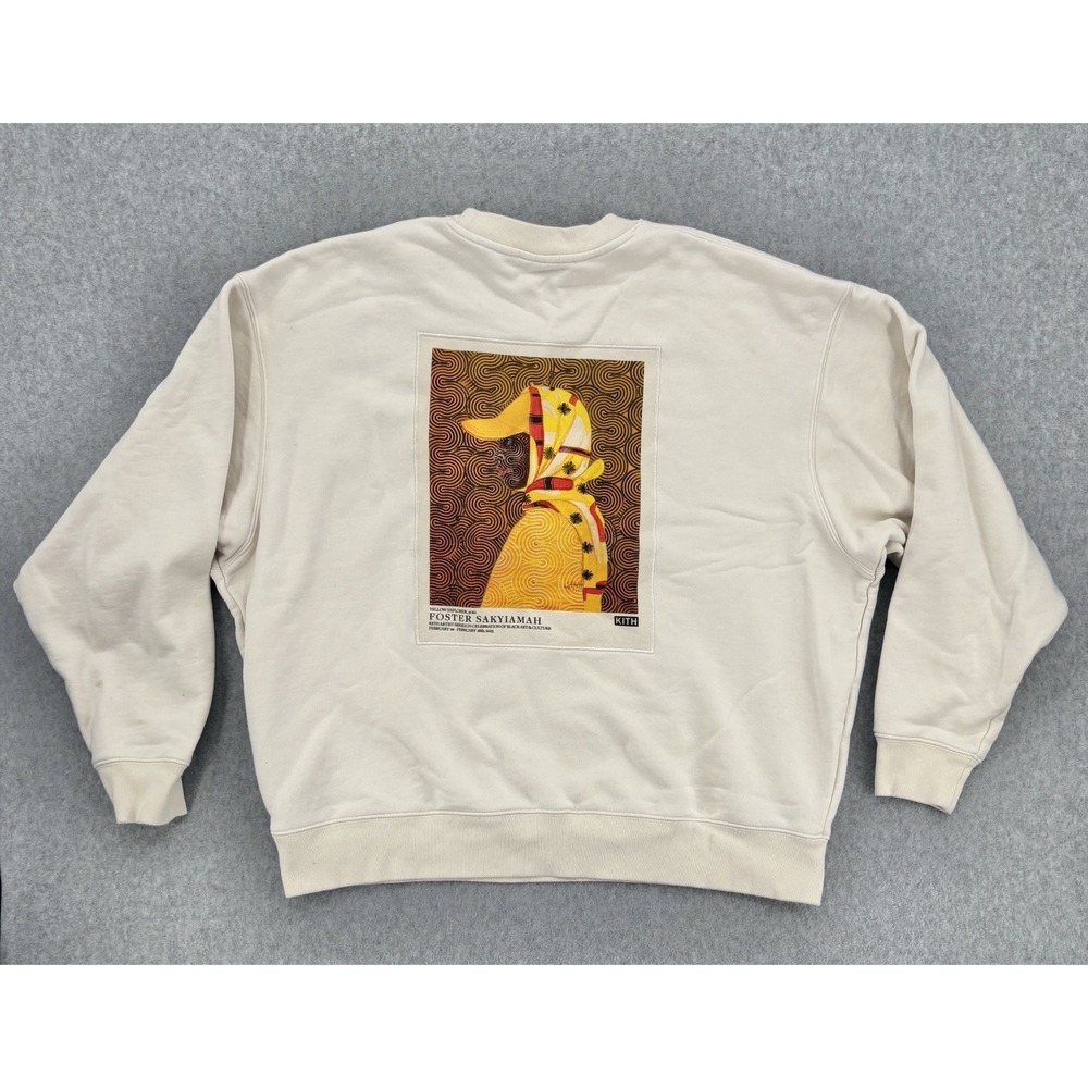 Kith Foster Sakyiamah Box Logo Crewneck Sweatshirt XXL Cream 100% Cotton